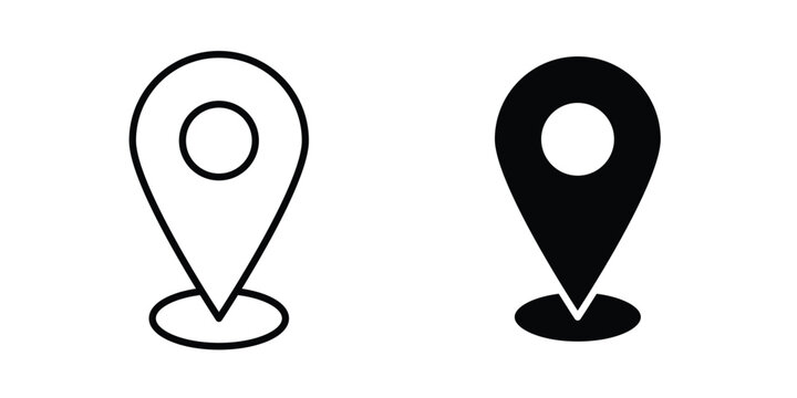 Location pin icon in solid and flat style, Stroke icons.