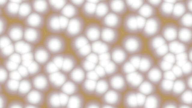 Microscopic biological cell structure, abstract white molecular pattern on gold background, organic cellular texture for scientific medical research