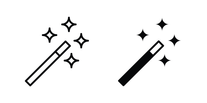 Magic wand icon in solid and flat style, Stroke icons.