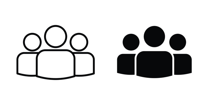 Members icon in solid and flat style, Stroke icons.