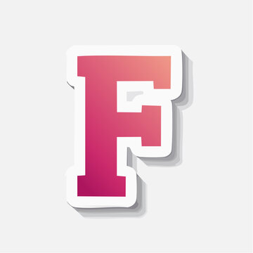 Letter F Sticker with Pink Gradient and Shadow