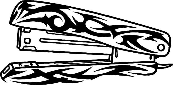 Office stapler with decorative tribal pattern design