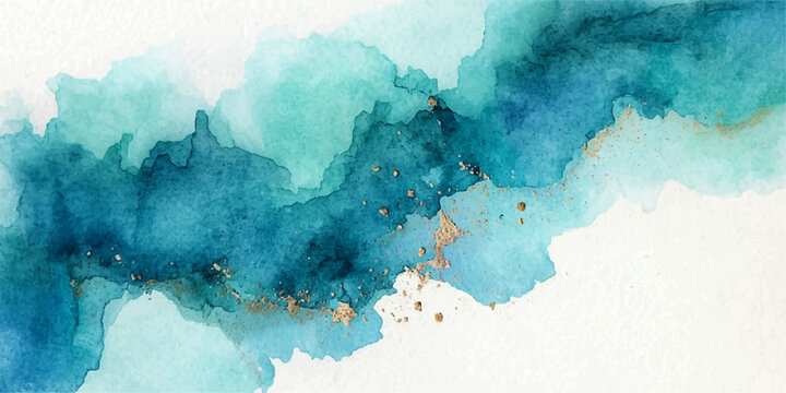 An abstract blue watercolor background featuring a vintage grunge texture that forms a creative world map illustration of the earth and European continent on aged paper