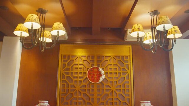 Chinese Engagement Decoration inside a Luxury Restaurant Room
