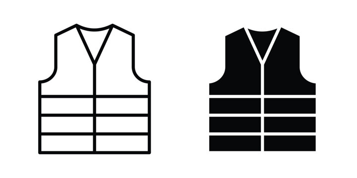 Reflective vest icon in solid and flat style, Stroke icons.