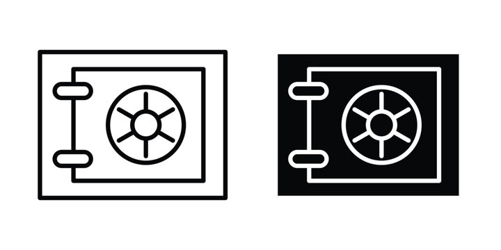 Safe locker icon in solid and flat style, Stroke icons.