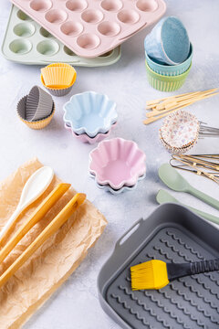 Assorted kitchen utensils for air fryer or oven baking