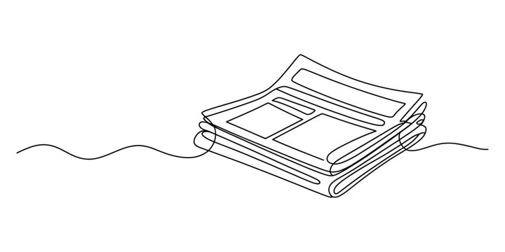 Stack of newspapers drawn with a single continuous line