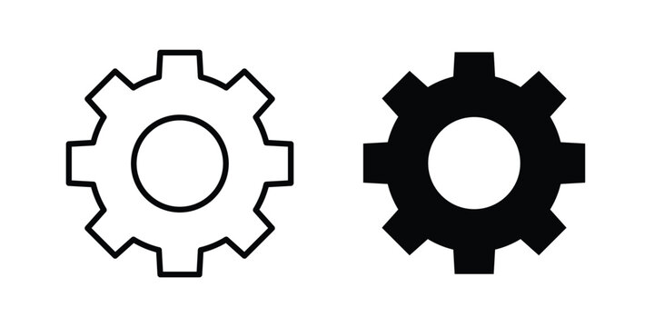Settings icon in solid and flat style, Stroke icons.