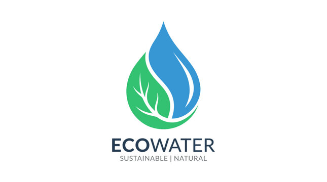 Eco-friendly water droplet logo represents sustainable natural eco water