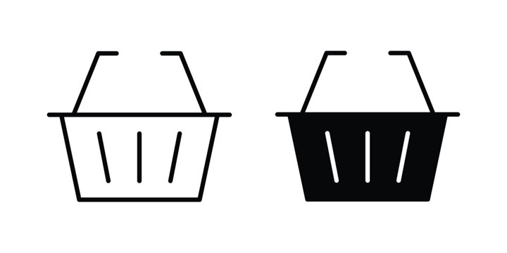 Shopping basket icon in solid and flat style, Stroke icons.