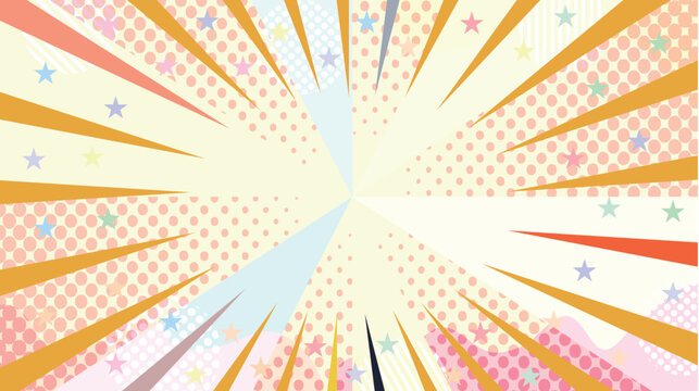 Colorful Pop Art Background with Comic Book Style Star Patterns