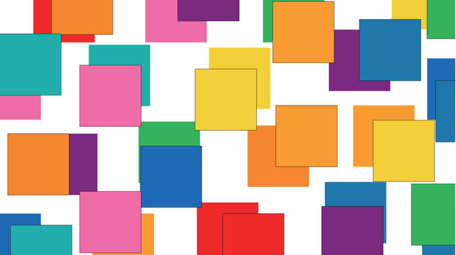 Colorful Abstract Pattern of Overlapping Geometric Squares