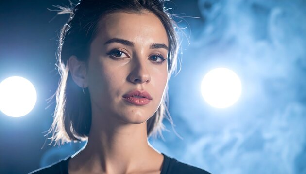 Woman Portrait with Dramatic Lighting Effects.