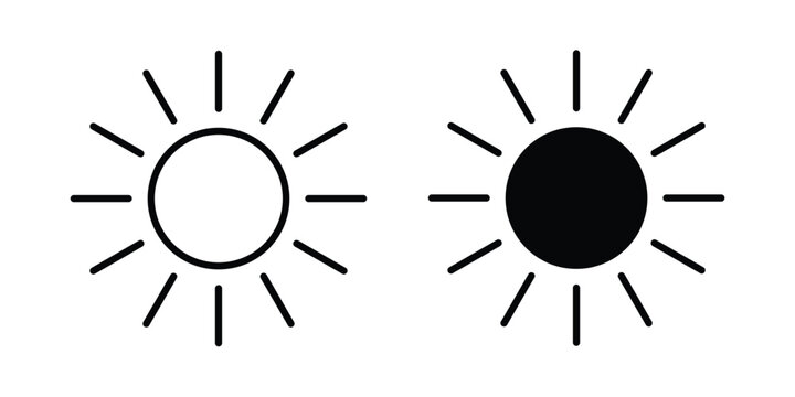 Sun icon in solid and flat style, Stroke icons.