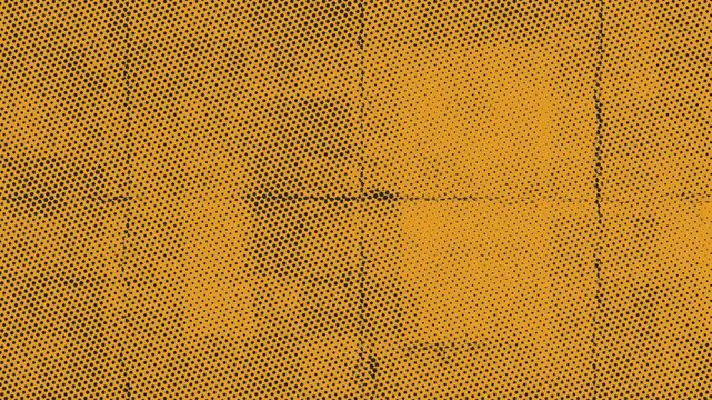 Yellow halftone dot pattern texture with grungy lines and aged surface for backgrounds and designs