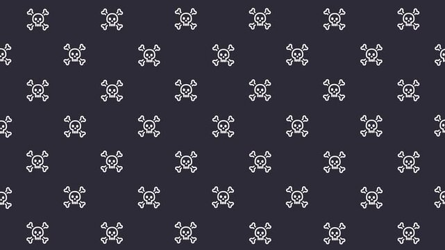 White Skull and Crossbones Pattern on Dark Purple Background Seamless Repeatable Pirate Symbol