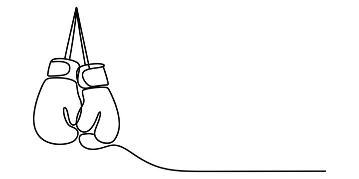 Continuous one line drawing of a pair of boxing gloves
