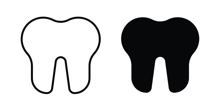 Tooth icon in solid and flat style, Stroke icons.