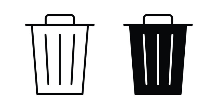 Trash Bin icon in solid and flat style, Stroke icons.