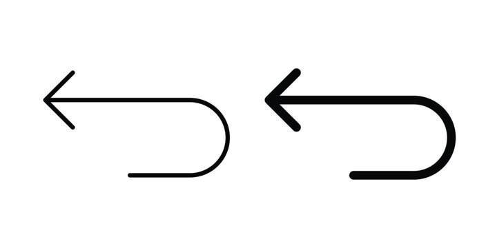 Undo icon in solid and flat style, Stroke icons.