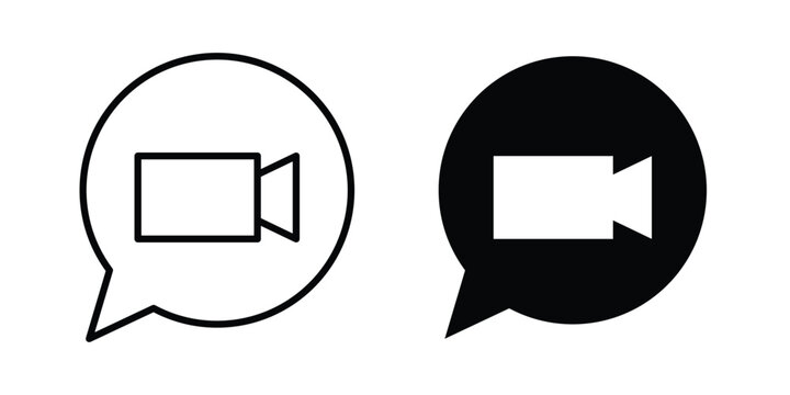 Video call icon in solid and flat style, Stroke icons.