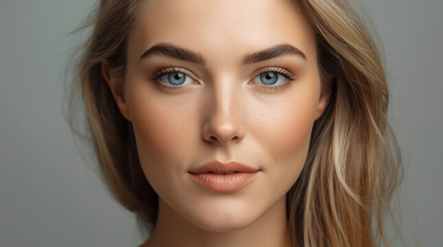 Young woman portrait with natural makeup and soft lighting
