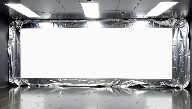 Futuristic Metallic Foil Wrapped LED Light Box in Modern Interior