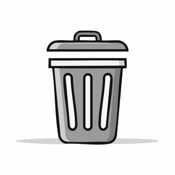 Gray Trash Can Icon with Lid