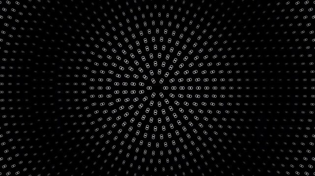Animated abstract background featuring radial particle patterns, circular tunnel motion, and futuristic depth effects. Ideal for motion graphics, technology visuals, digital displays, presentations, a
