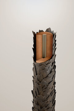 Microscopic damaged hair cuticle with cross section revealing inner cortex and keratin shaft structure 3D rendering