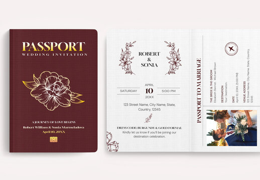 Passport Wedding Invite Card