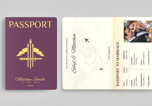 Passport Boarding Wedding Invite Card Layout