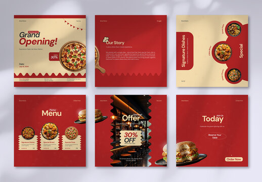 Restaurant Grand Opening Social Media Carousel Post Layout