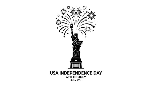 Statue of Liberty with fireworks on Independence Day