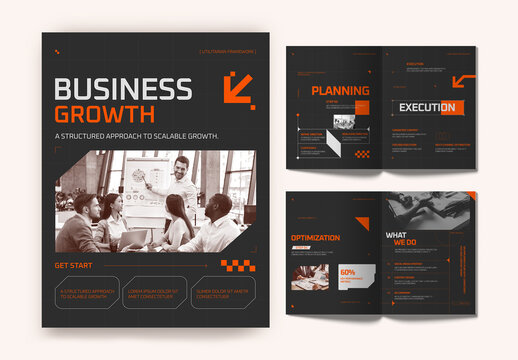 Black And Orange Utilitarian Business Growth Social Media Carousel