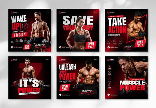 Gym Fitness Social Media Post Layout