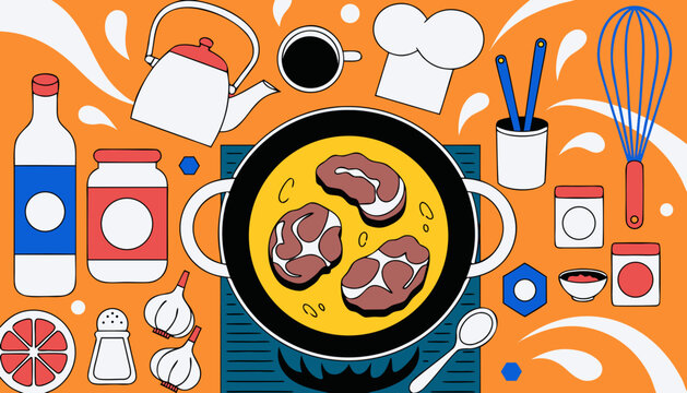 Kitchen food on top view 