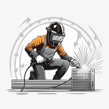 Welder working with sparks flying