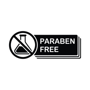 paraben free icon black silhouette with crossed flask and text on white