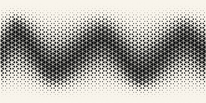 Abstract geometric black and white deco art halftone hexagone  and triangle print pattern