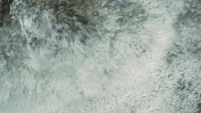 Foaming Mountain Stream Water Bubbling Close Up Loop