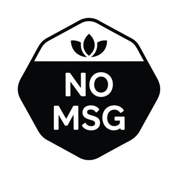 no msg label with floral element black and white icon on white background