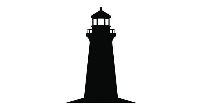 Black lighthouse silhouette on a white background silhouette high quality professional detailed