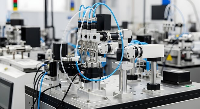 Precision Mechanical Assembly Unit with Fluidic and Optical Components in Industrial