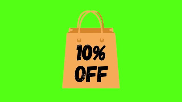 10 Percent Off Sale Shopping Bag Green Screen
