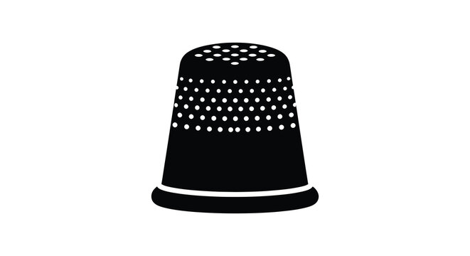 Black metal thimble silhouette on a white background high quality professional detailed