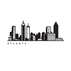 Obraz premium Atlanta Skyline Icon Minimal Black and White Cityscape Vector Illustration