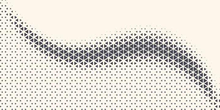 Segitiga Vektor Abstrak Geometris Teknologi Latar Belakang. Halftone Triangular Retro 80s Pola Sederhana. Gaya Minimal Wallpaper Teknologi Dinamis