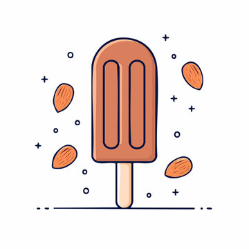 Almond Chocolate Ice Cream Bar Illustration